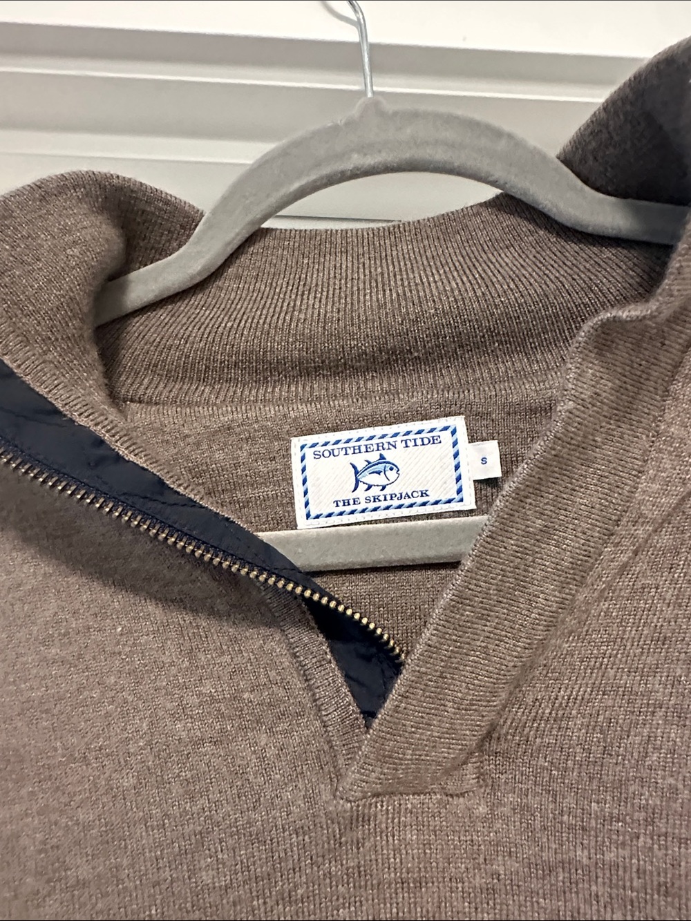 Southern Tide Men's Zip-Neck Sweater in Brown